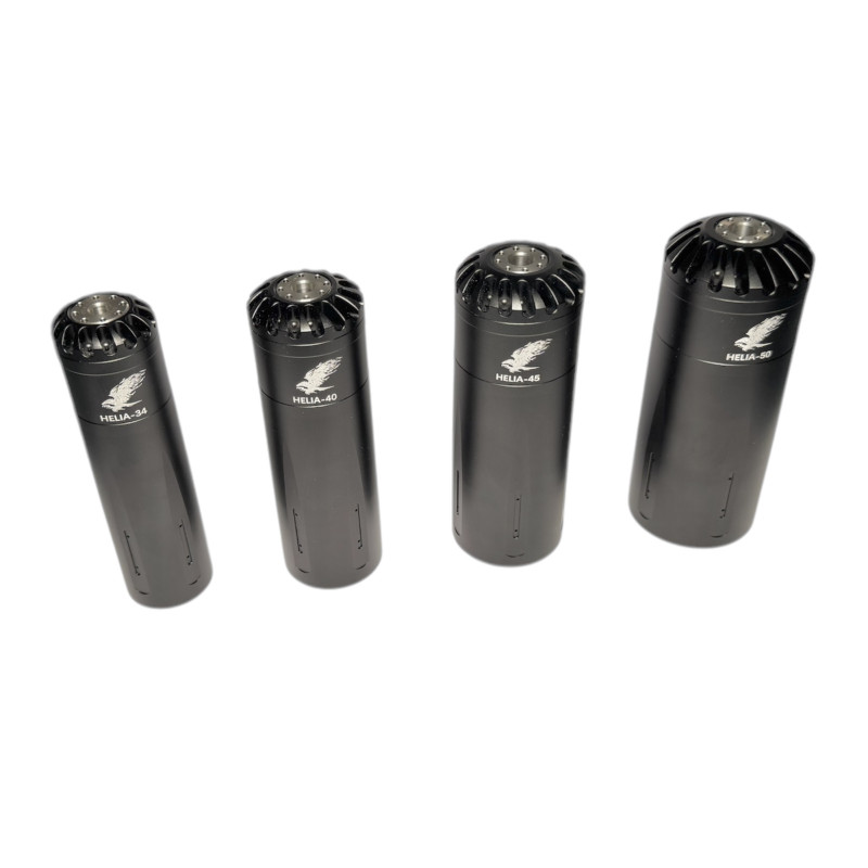 HELIA-S40 luchtpistool geluidsdemper / demper verwisselbaar kaliber L125mm D40mm