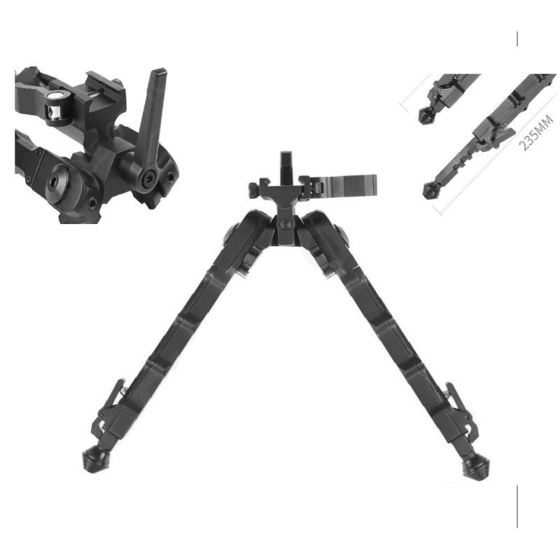 Bipied de fusil réglable 18,4–22,9 cm avec montage sur rail QD 22 mm
