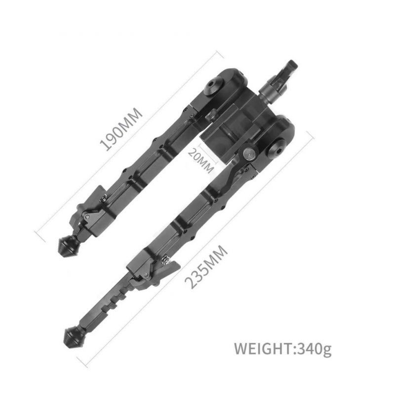 Bipied de fusil réglable 18,4–22,9 cm avec montage sur rail QD 22 mm