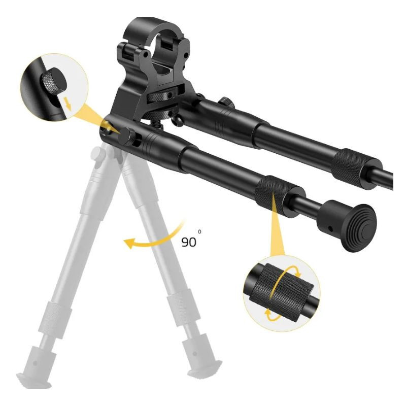 Bipied télescopique en aluminium 21,5–25,5 cm avec montage sur rail 22 mm
