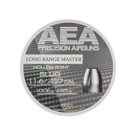 AEA Long Range Master 11,4 mm .457 Balles pour carabine à air comprimé 155,5 gr HP Carabine à air