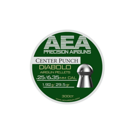 Balles pour carabine à air comprimé AEA Center Punch 6,35 mm 29,5 grains Munitions pour carabine à air
