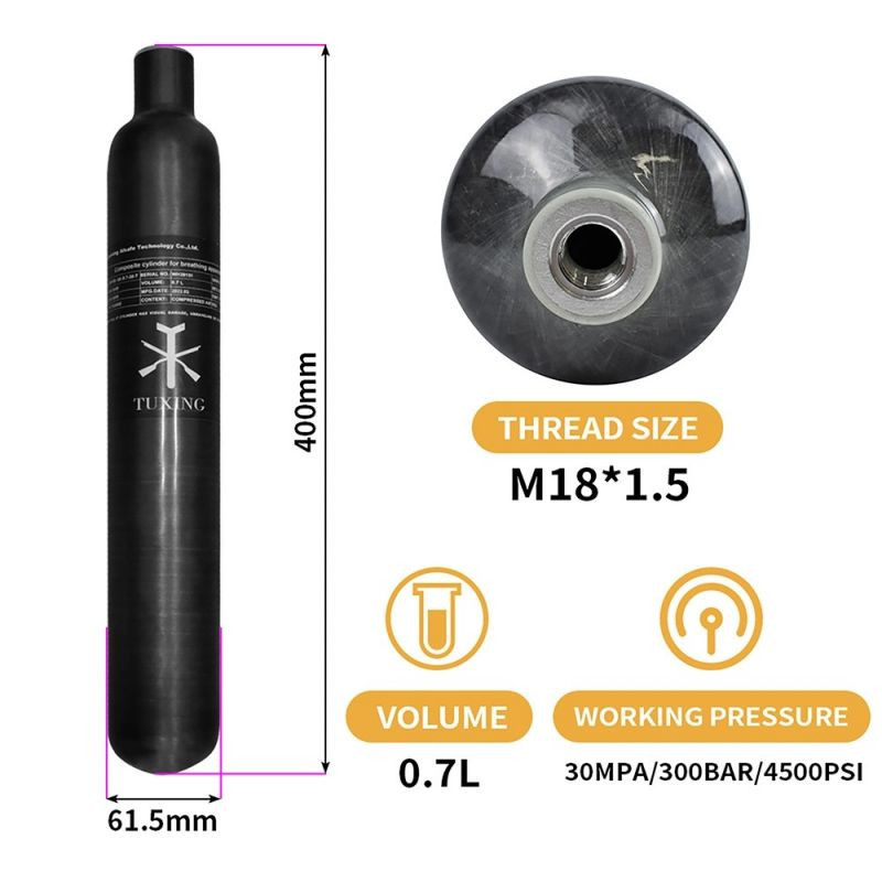 Réservoir en Kevlar (carbone) d’une capacité de 0,700 litres (700cc) - 310 Bar par Tuxing.