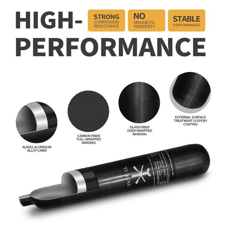 Kevlar (carbon) Tank with a capacity of 0.580 Liters (580cc) - 310 Bar by Tuxing.